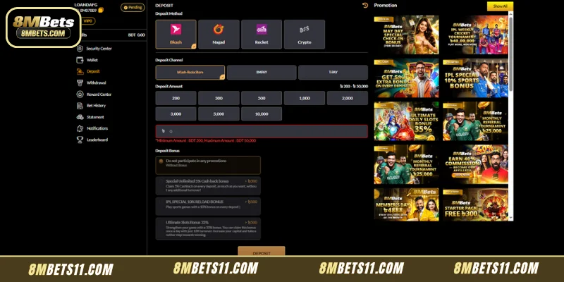 How To Make An 8MBets Deposit Using Bkash