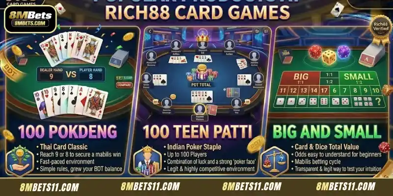 Top Popular Games at Rich88 Card Games 8MBets